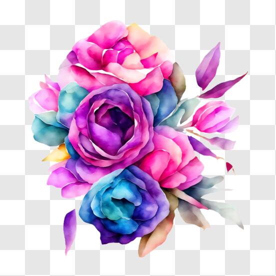 Descarga Flores Decorativas Rosas y Azules para Arreglos Florales