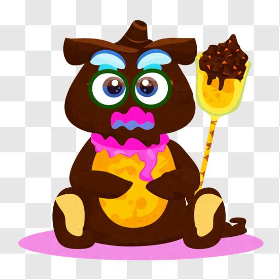 Sorvete para colorir- urso de chocolate com olhos - Grátis