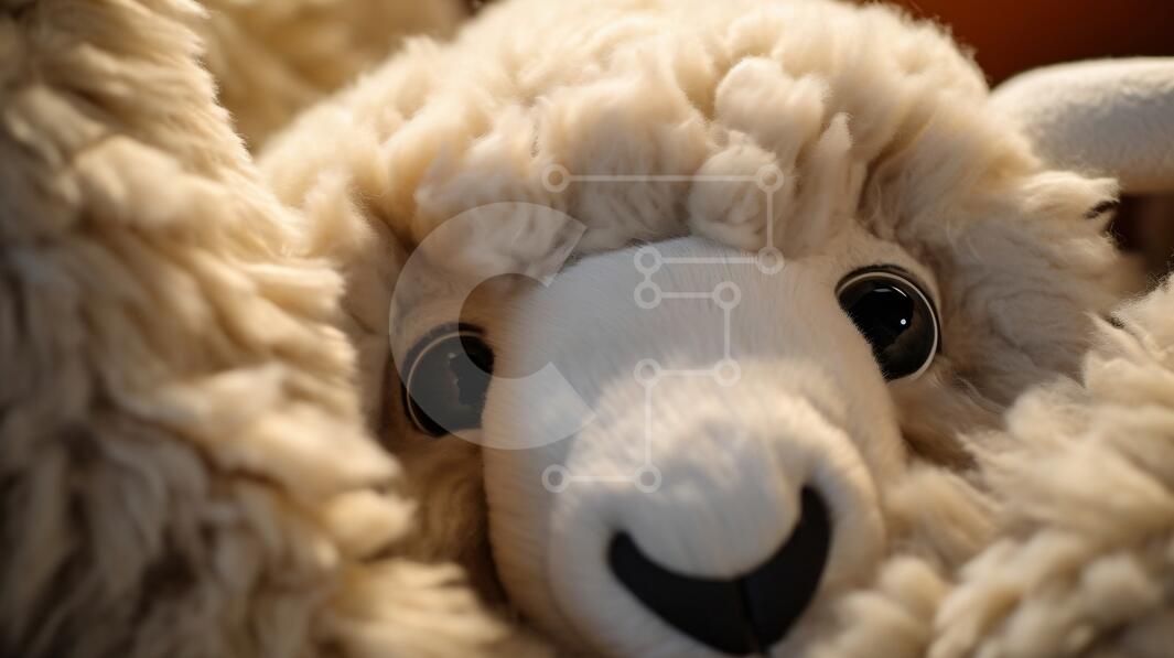 Cute White Stuffed Animal with Soft and Fluffy Fur stock photo