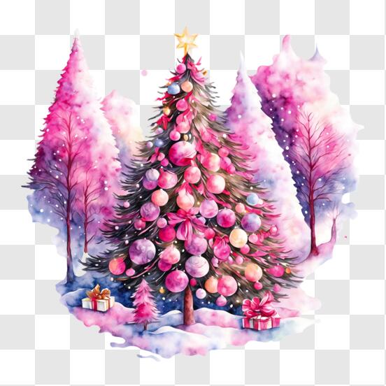 Télécharger Arbre de Noël festif décoré de ballons roses et de