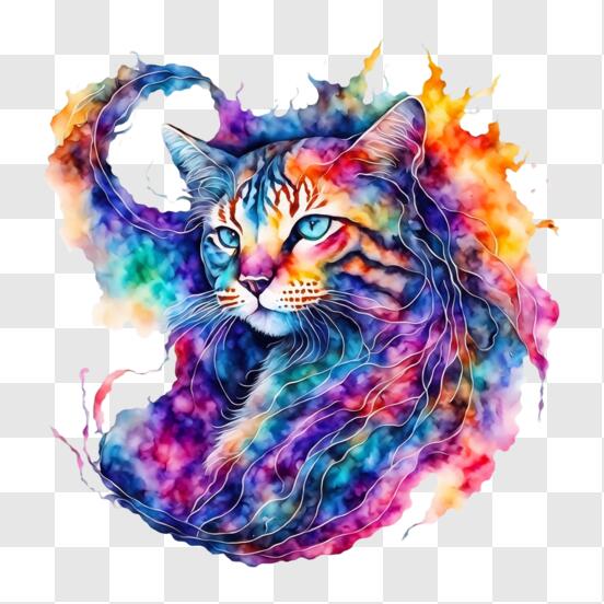 Scarica Pittura colorata del volto di un gatto PNG Online - Creative Fabrica