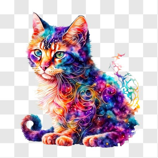 Scarica Pittura di un gatto vibrante e psichedelico PNG Online - Creative  Fabrica