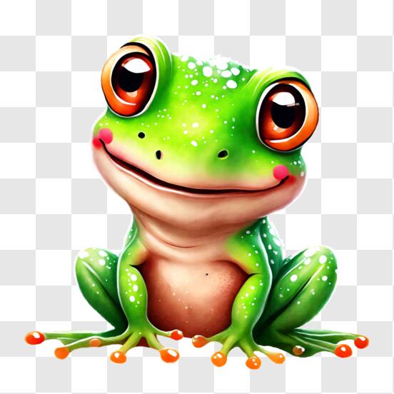 Download Adorable Green Frog on the Ground PNG Online - Creative Fabrica