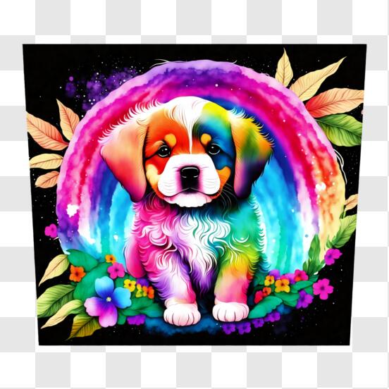 Scarica Arcobaleno colorato con cucciolo carino PNG Online