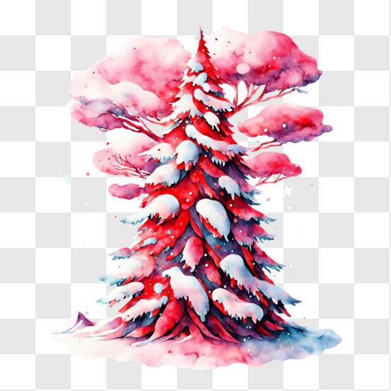 Baixe Árvore de Natal Rosa Festiva Decorada com Enfeites e Flocos de Neve  PNG - Creative Fabrica