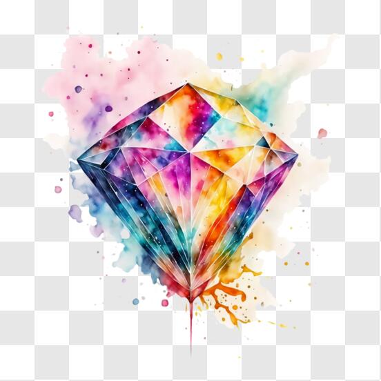Scarica Design astratto colorato di diamante con schizzi di acquerello PNG  Online - Creative Fabrica