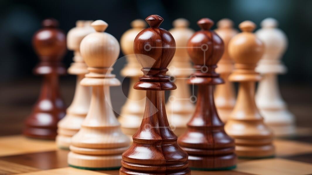 Peças de xadrez brancas e pretas em um tabuleiro de xadrez