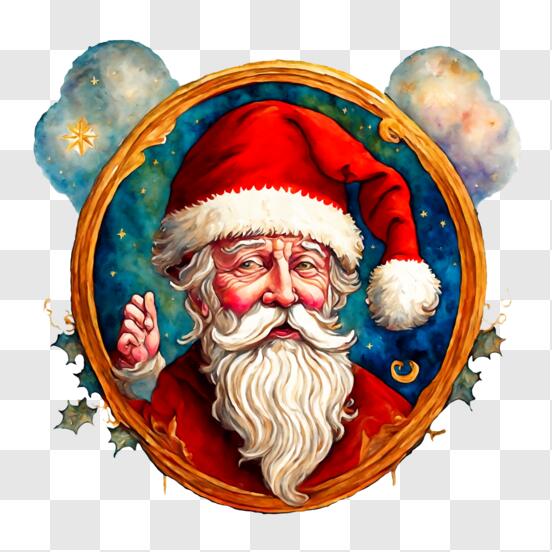 Scarica Santa Claus che dipinge con una cornice festiva e fiocchi di neve  PNG Online - Creative Fabrica