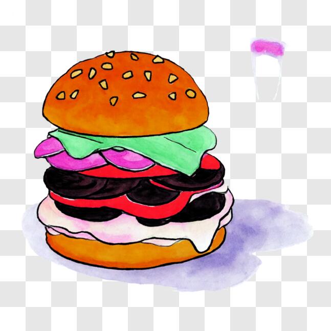 Baixe Hambúrguer Cartoon Fofo com Palito de Dente em Forma de