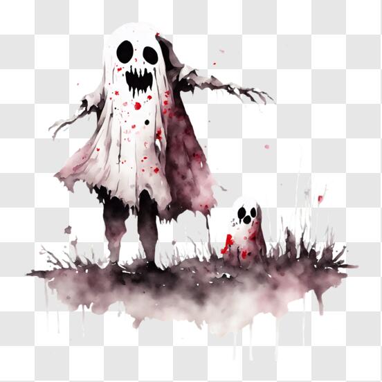Baixe Imagem Assustadora de Fantasma com Rosto Manchado de Sangue PNG -  Creative Fabrica