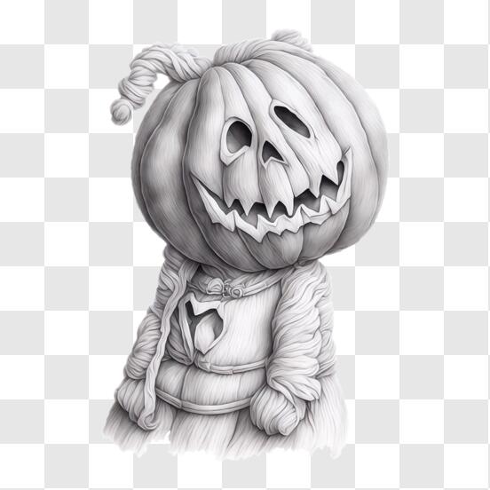 Scarica Disegno di una zucca di Halloween con sciarpe PNG Online - Creative  Fabrica