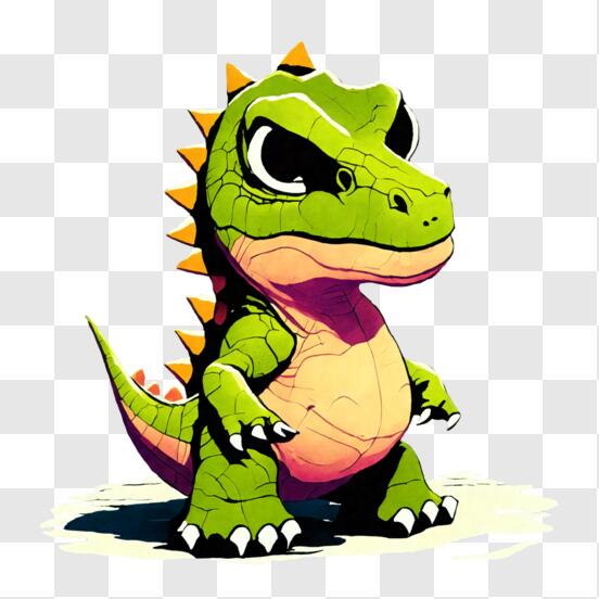 Download Adorable Green Dinosaur with Spikes on its Head PNG Online -  Creative Fabrica