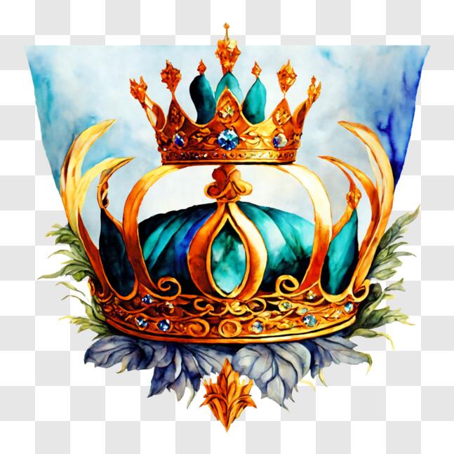 Download Blue and Gold Crown Cake Topper PNG Online - Creative Fabrica