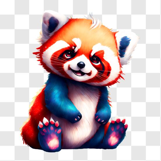 Desenhos e Imagens Panda Vermelho para Colorir e Imprimir Grátis