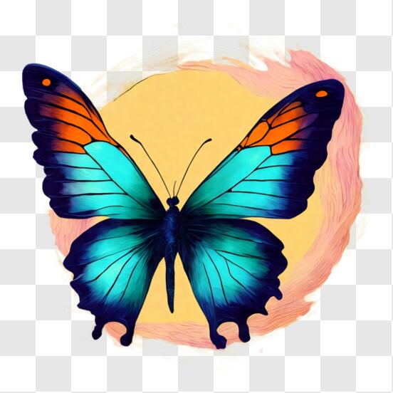 Scarica Farfalla colorata su cornice circolare PNG Online - Creative Fabrica