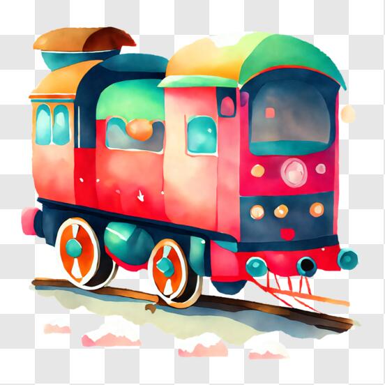 Premium AI Image  Colorful train with a red engine. cartoon colorful train  with a red engine on a white background royalty free illustration