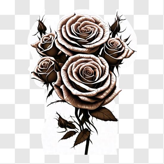 Rose Tattoo. Silhouette of Roses Stock Illustration - Illustration of  embroidery, black: 141731917