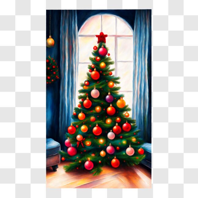 Scarica Albero di Natale Festivo con Ornamenti Colorati PNG Online - Creative  Fabrica