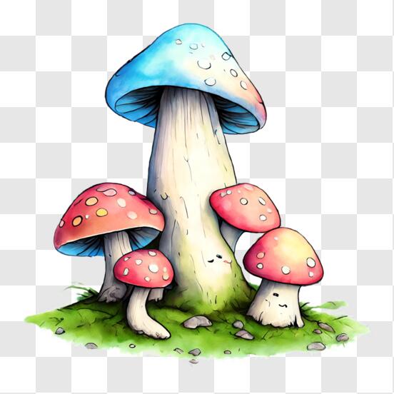 Décor de champignon rose, art de champignon, affiche de champignon magique,  impression de champignon, patch de champignon céleste imprimable,  champignons botaniques des bois -  France