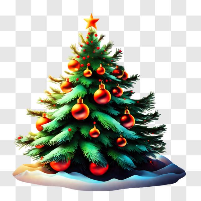 Download Festive Christmas Tree with Red and Gold Ornaments PNG Online ...