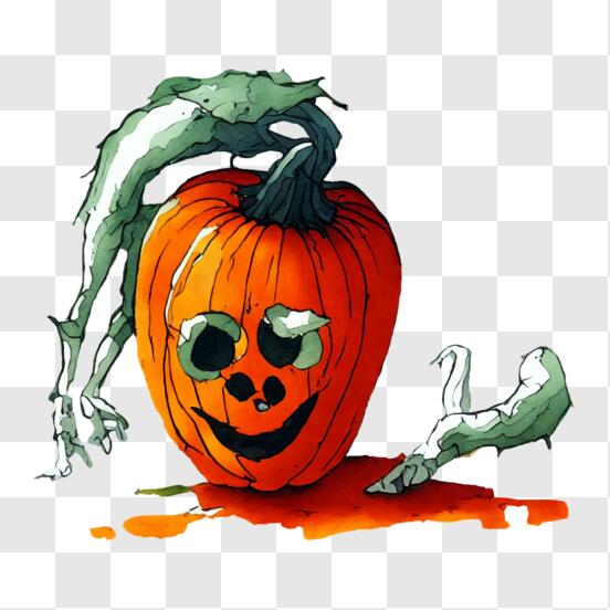 Scarica Zucca di Halloween spaventosa con carne marcia e sangue