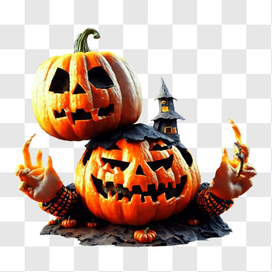 Abóbora assustadora de halloween simples com chapéu de bruxa em estilo  simples ilustração de abóbora de desenho animado
