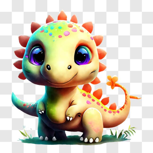 Download Cute Cartoon Dinosaur Sitting in the Grass PNGs Online ...