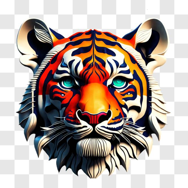 Download Close-up of a Fierce Tiger's Head PNG Online - Creative Fabrica