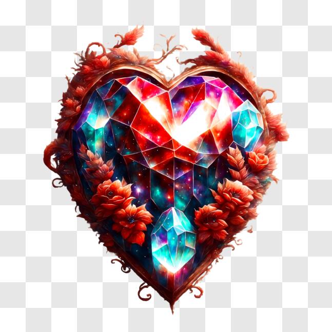 Download Colorful Crystal Heart Decoration for Love and Romance PNG Online  - Creative Fabrica