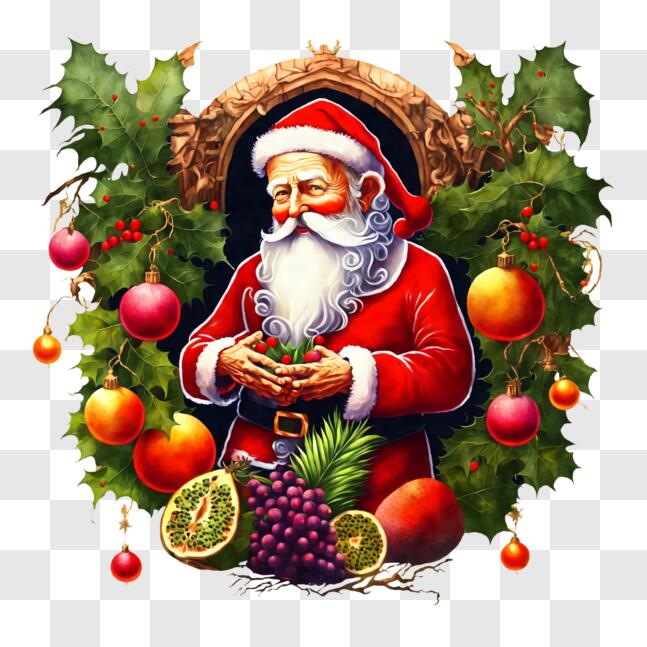 Download Santa Claus with Fruit Arrangement PNG Online - Creative Fabrica