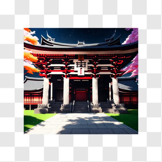 Baixe Lindo Templo Japonês Cercado pela Natureza PNG - Creative Fabrica