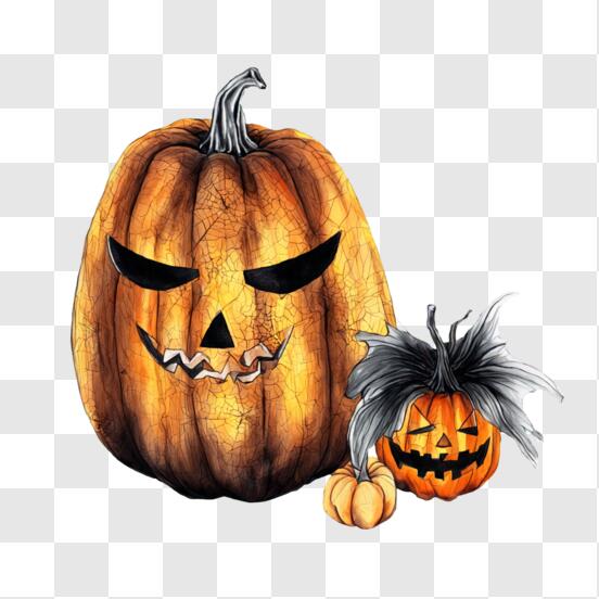 Scarica Zucche intagliate spaventose ed espressioneless per Halloween PNG  Online - Creative Fabrica
