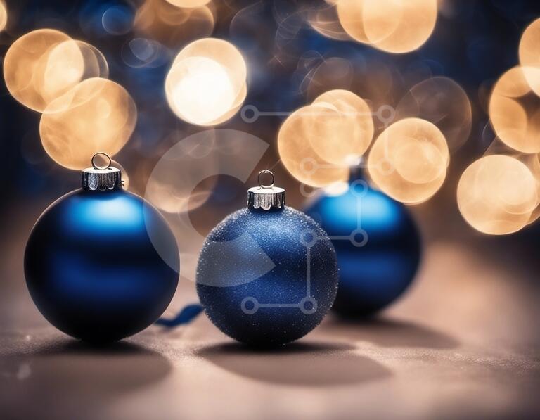 Blue Christmas Ornaments on Dark Background stock photo | Creative Fabrica