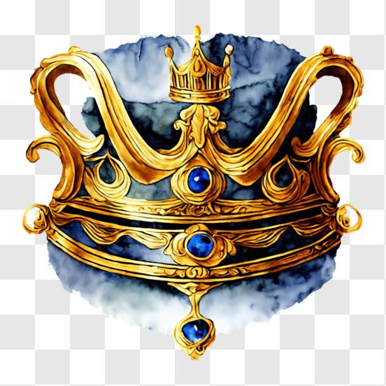 Scarica Corona d'oro con gemme blu su sfondo nero astratto PNG Online - Creative  Fabrica