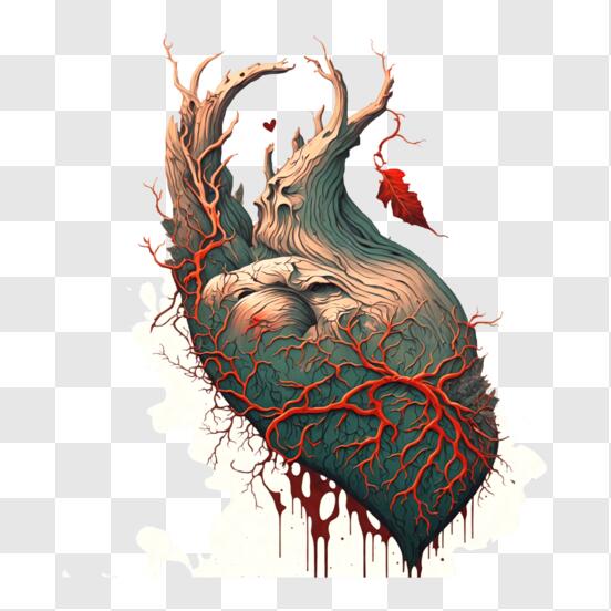 Scarica Illustrazione di cuore a forma di albero con uccelli PNG Online - Creative  Fabrica