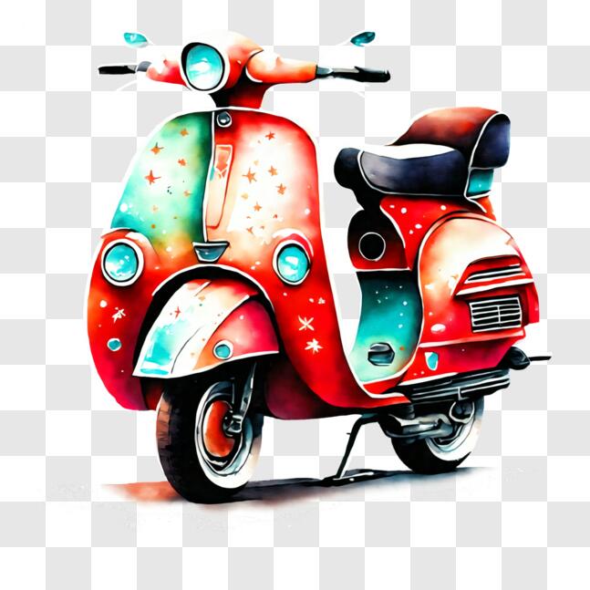 Download Colorful Decorated Scooter PNG Online - Creative Fabrica
