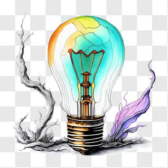 Hand Holding Pencil Line Drawing Light Bulb PNG Images