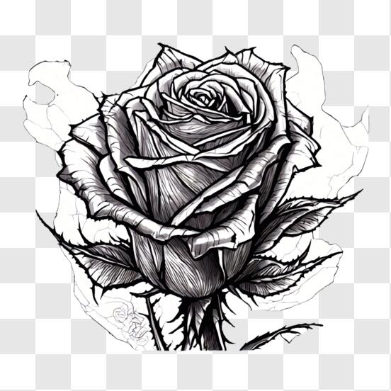 Black And White Flower, Tattoo, Tattoo , Rose, Irezumi, Black Rose, Sleeve  Tattoo, Garden Roses transparent background PNG clipart | HiClipart