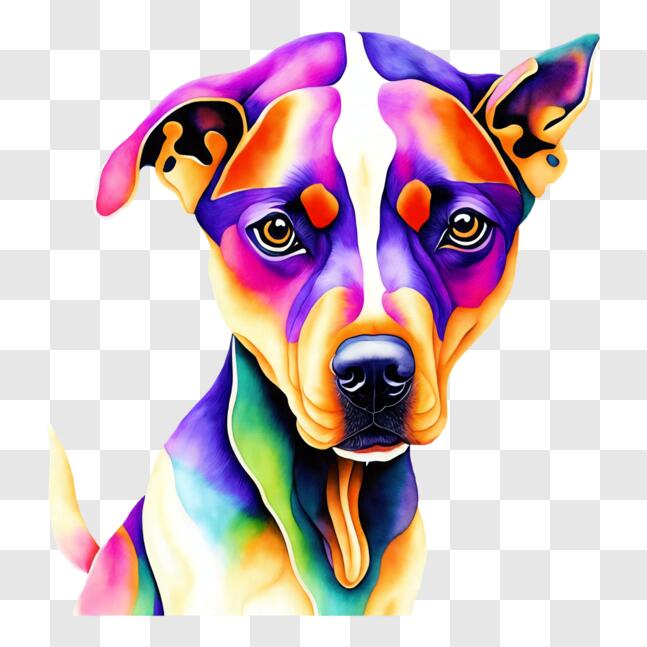 Scarica Pittura di un cane colorato PNG Online - Creative Fabrica