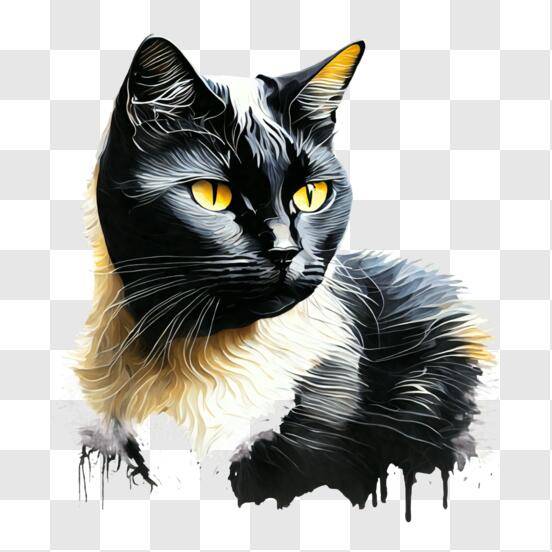 Quadro artístico Gato preto e branco