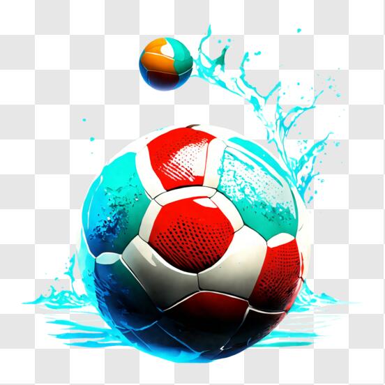 Télécharger Ballon de soccer vibrant flottant dans l'eau PNG En