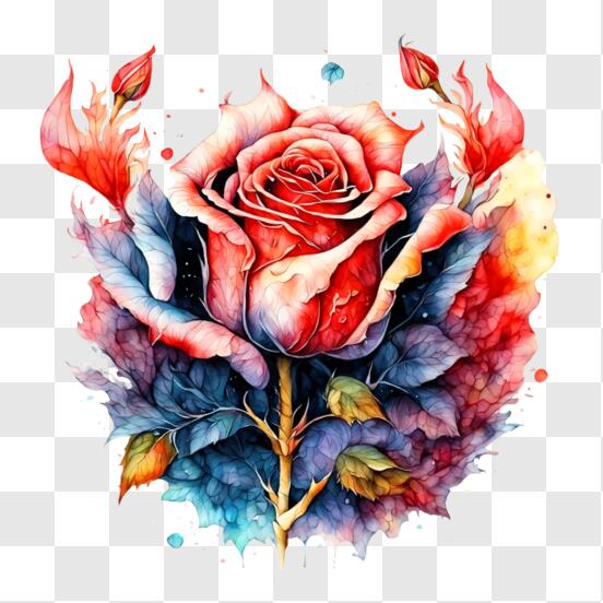 Scarica Pittura ad Acquerello di una Rosa Rossa PNG Online - Creative  Fabrica