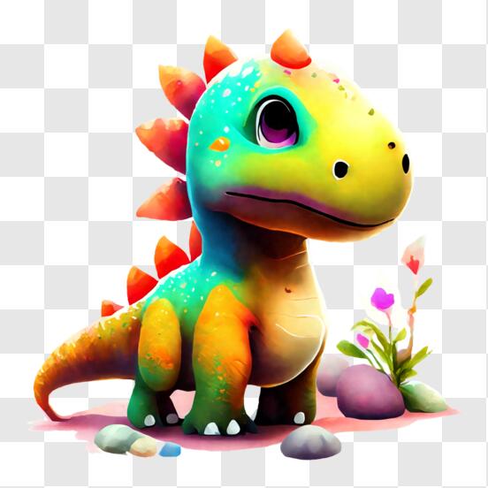 Desenho Para Colorir dinossauro na grama - Imagens Grátis Para
