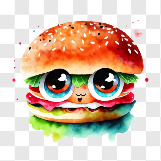 Download Fun and Playful Cartoon Burger with Hearts PNG Online