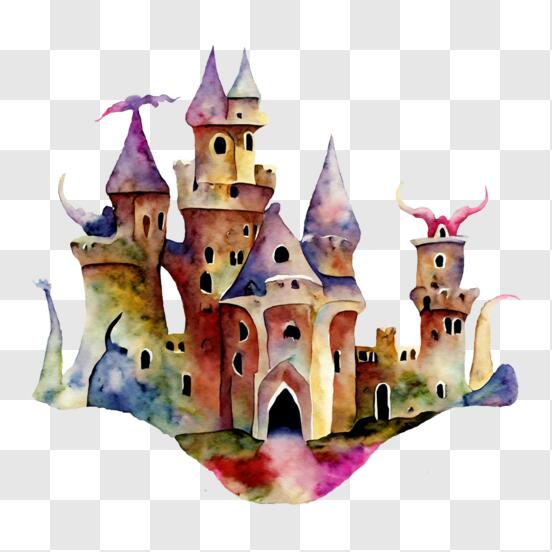 Pintura de castillo de fantasía · Creative Fabrica