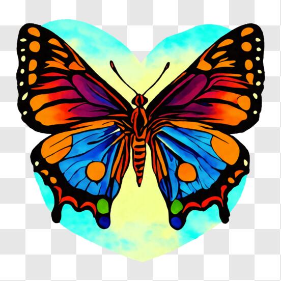 Scarica Bella farfalla su sfondo a forma di cuore PNG Online - Creative  Fabrica