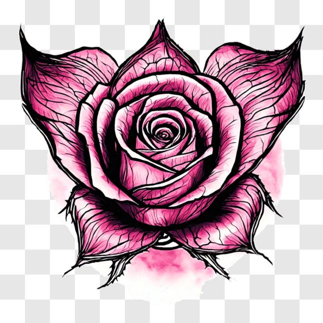 Download Pink Rose in Watercolor on Black Background with Love Text ...
