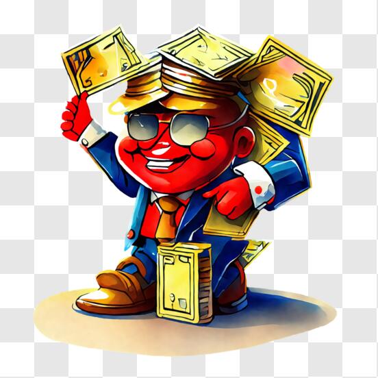 monopoly man with money bags transparent