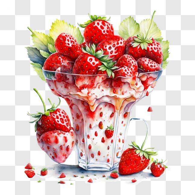 Download Refreshing Strawberry Smoothie with Fresh Fruit Toppings PNG ...