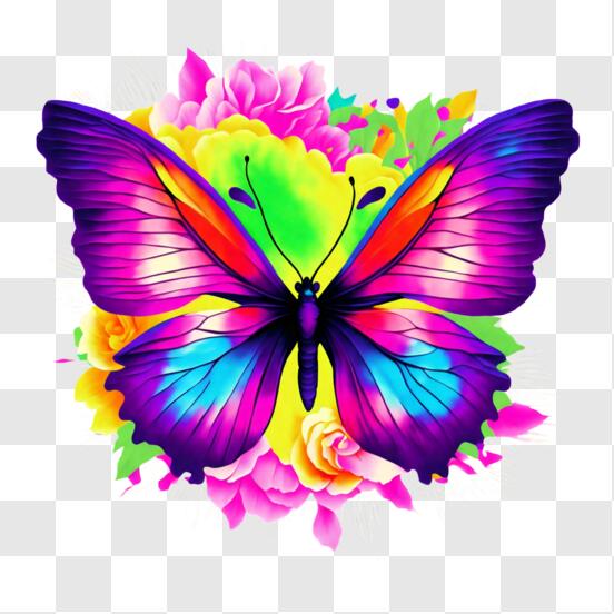 Télécharger Papillon coloré aux ailes délicates PNG En Ligne